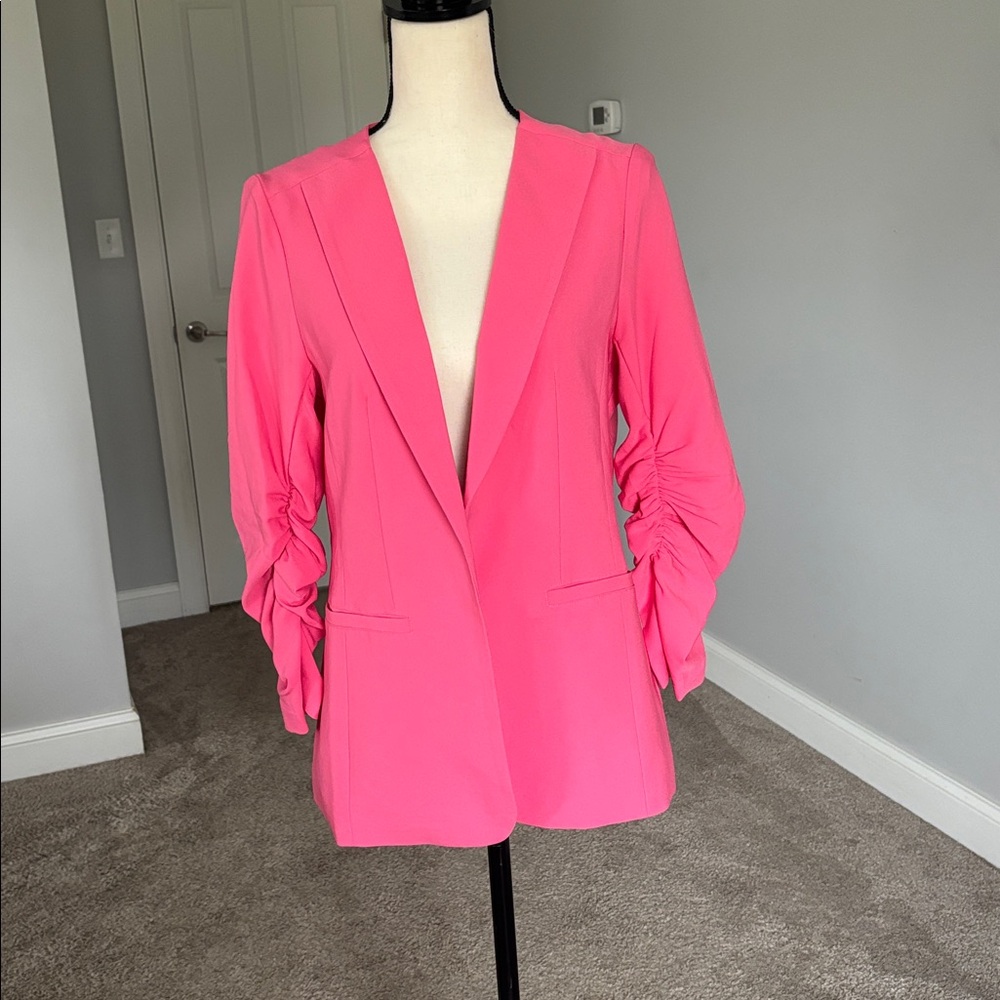 Never Worn Pink Blazer with Ruched Sleeves
